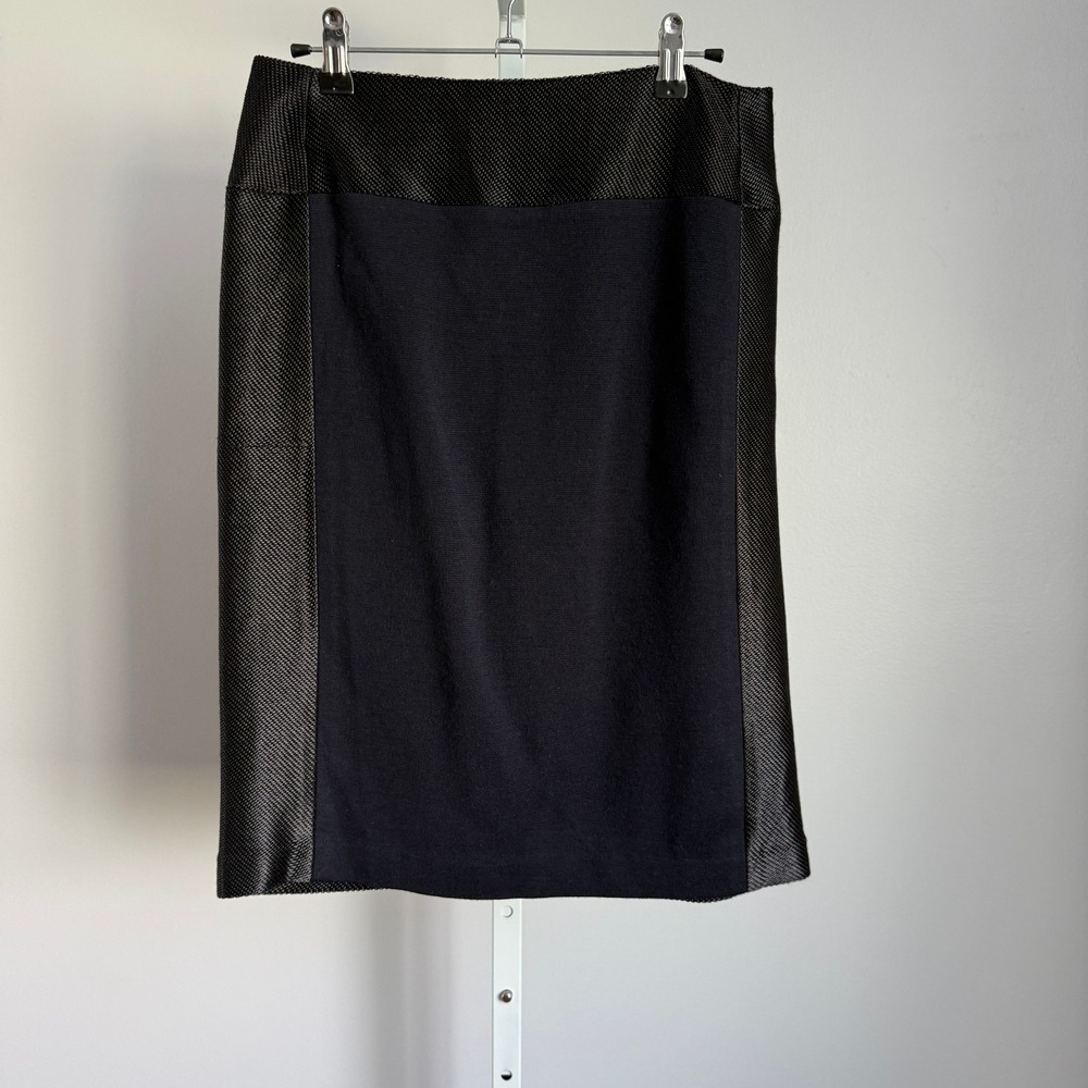 Tory Burch Black Pencil Skirt Textured Trim Career‎ Wear Women's Small